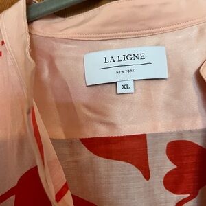 La Ligne Vibrant Pink and Red Silk Blouse